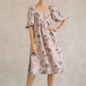 Storia Floral Midi Dress - Pink and Blue